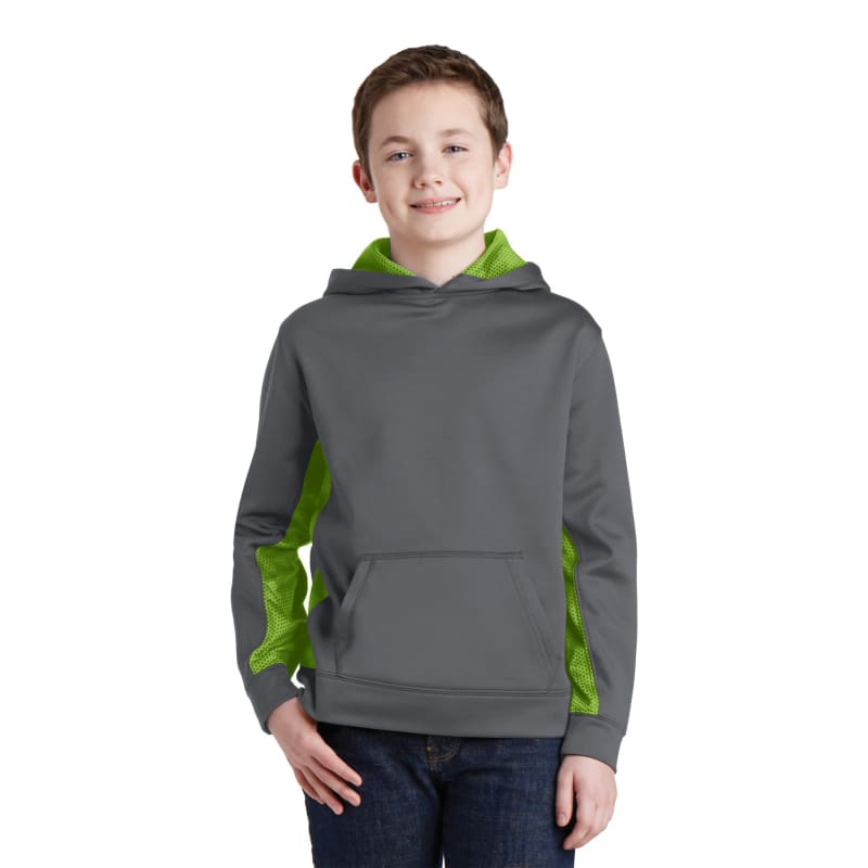 Sport-Tek Youth Sport-Wick CamoHex Fleece Colorblock Hooded Pullover. 42