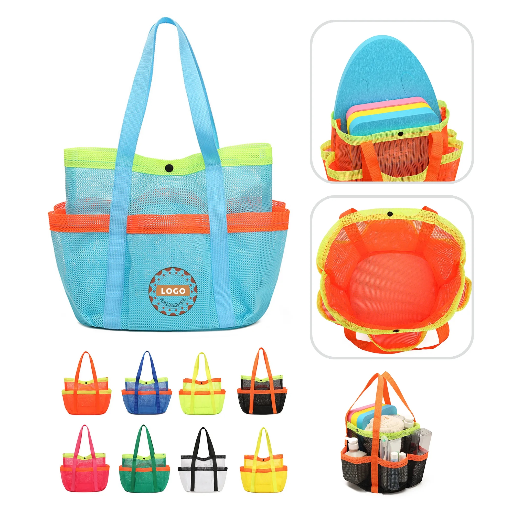 Mesh Beach Tote Bag, custom tote bag with logo imprint 1