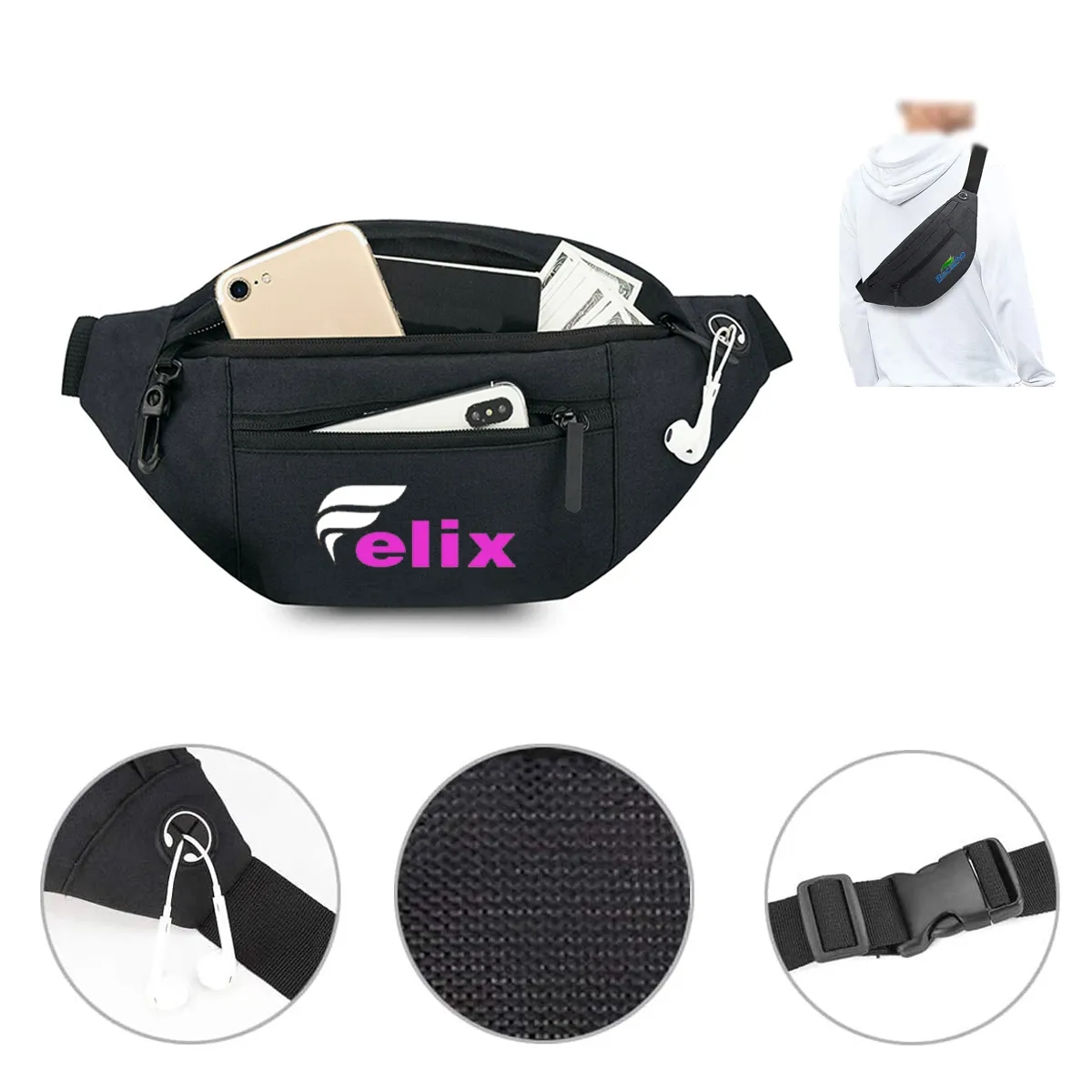 Small Zippered Fanny Pack 2