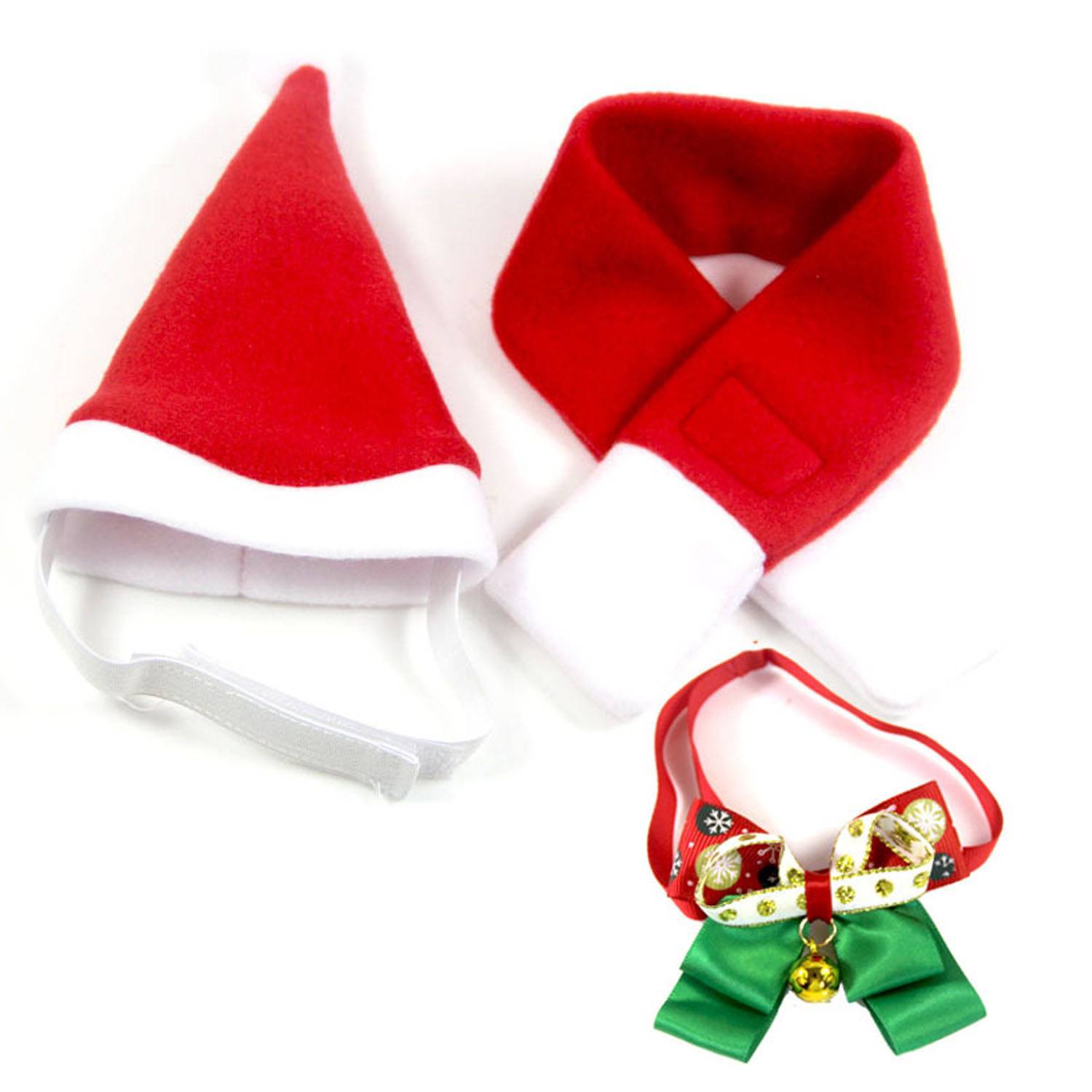 Christmas Pet Hat Scarf Bow Tie Set 3