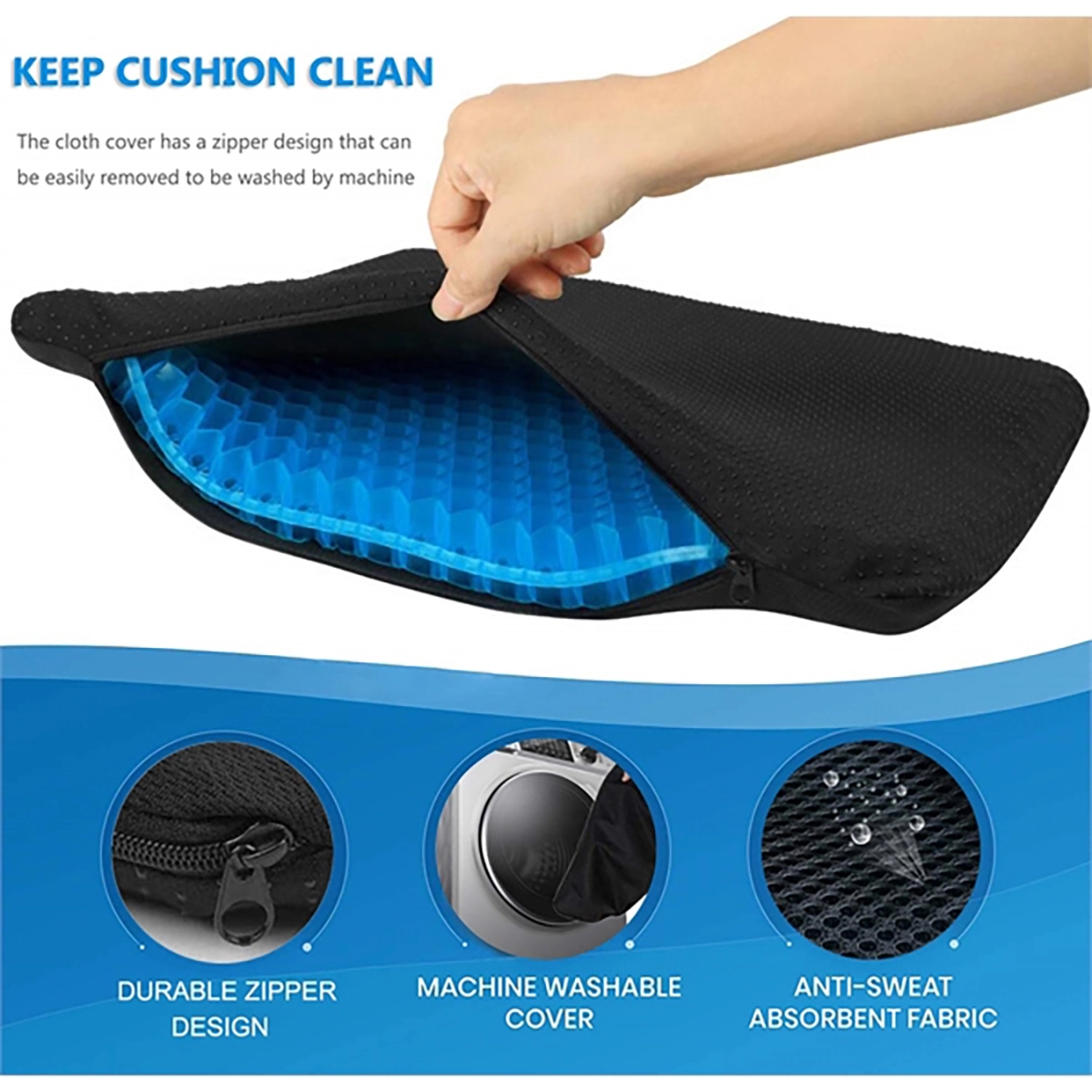 Egg Gel Seat Cushion With Non-Slip Cover 1