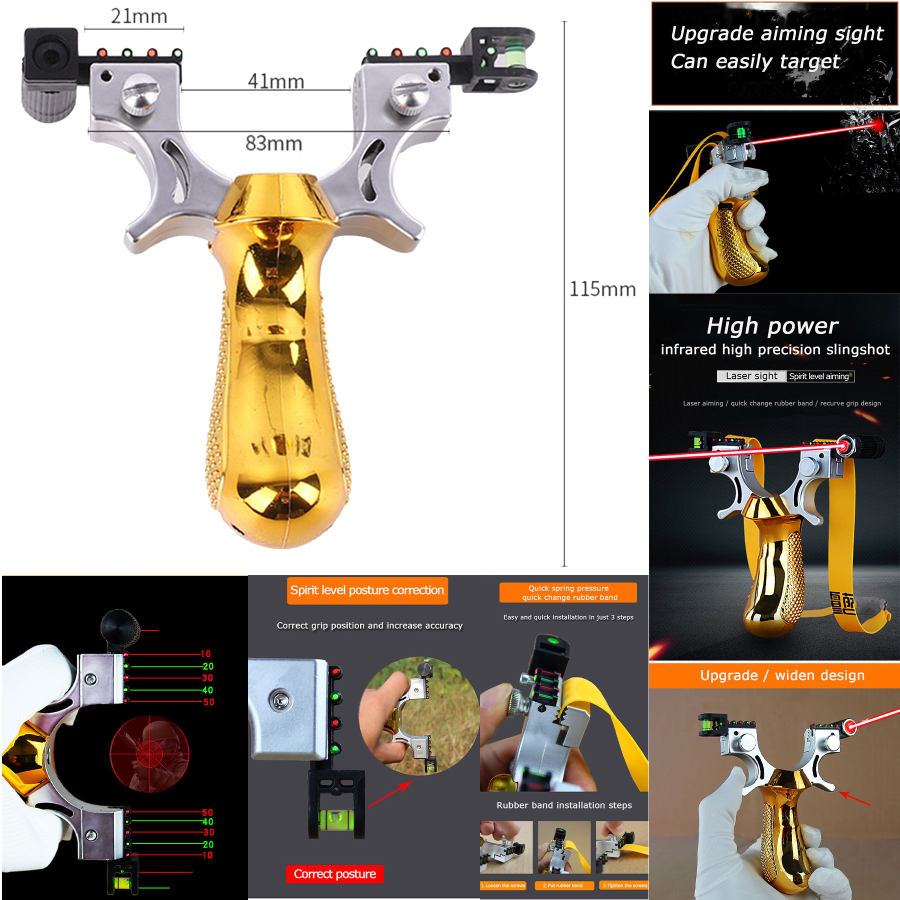 Twin Wire Resin 98K Portable Slingshot With Infrared Laser Light 2