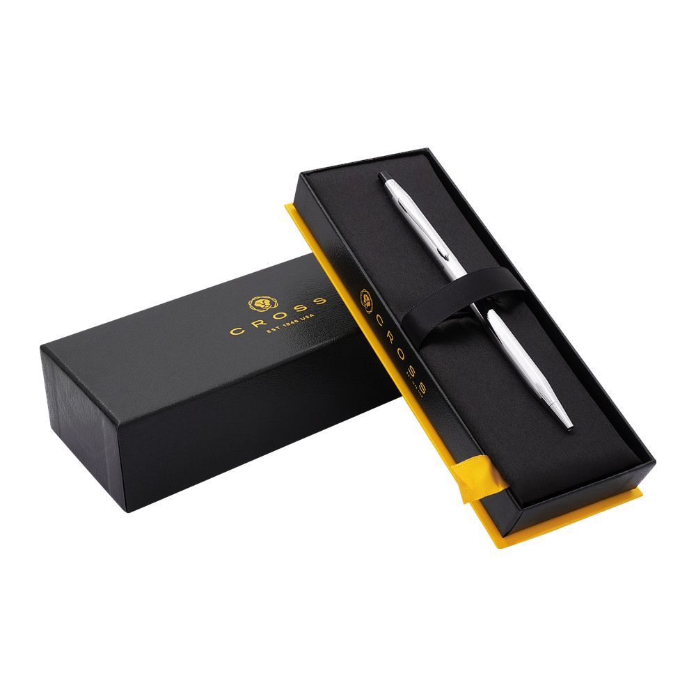 Chrome Click Cross Roller Ball Pen w/ Black Clip. 4