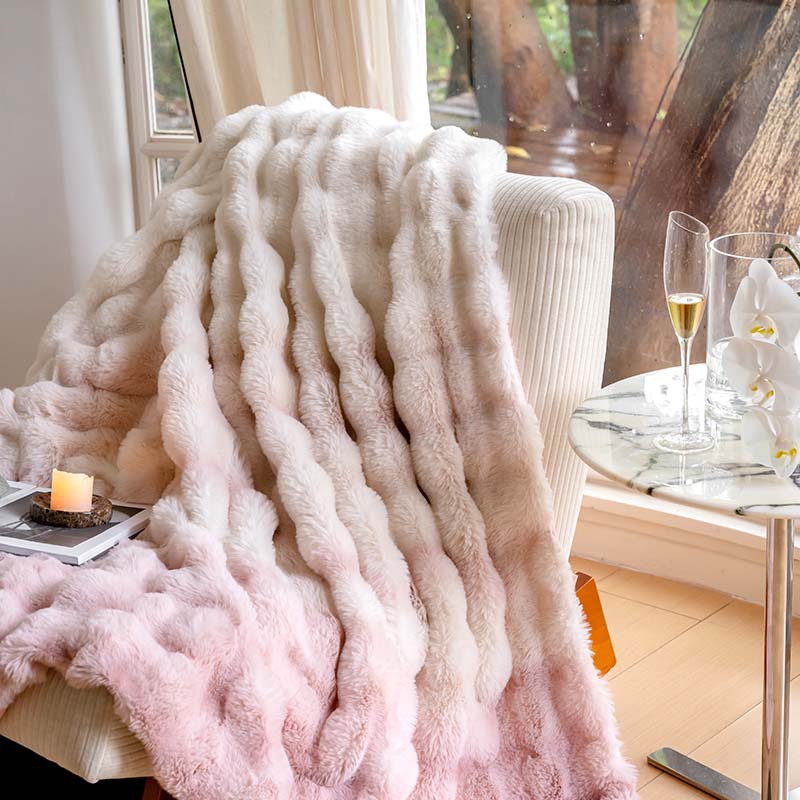 Thick Warm Double-Sided Rabbit Faux Fur Throw Blanket 7