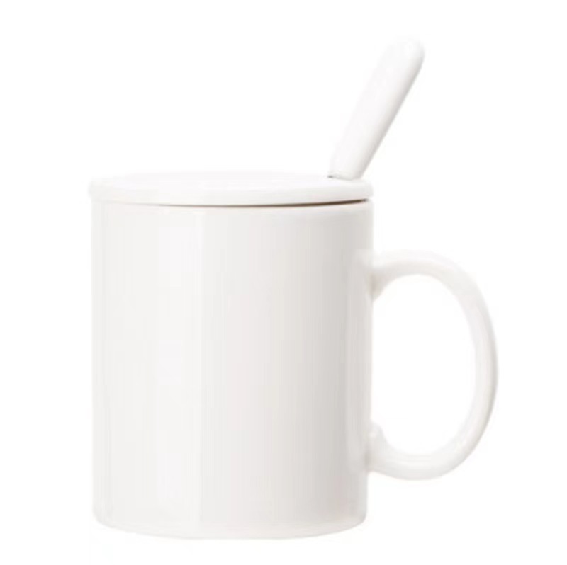 12 Oz Ceramic Tea Mug With Lid And Coffee Spoon 3