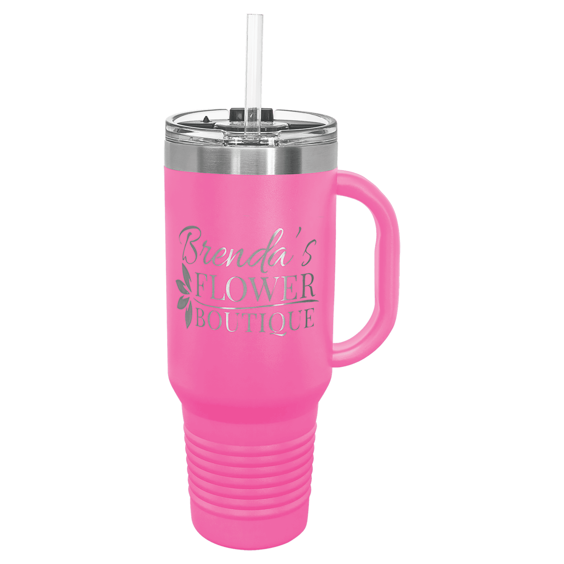 Polar Camel 40 oz. Pink Travel Mug with Handle, Straw Included 2
