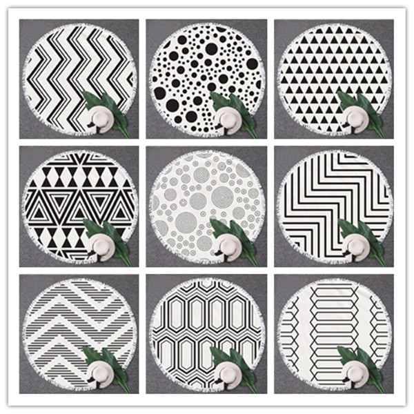 Microfiber geometric series round beach towel 7