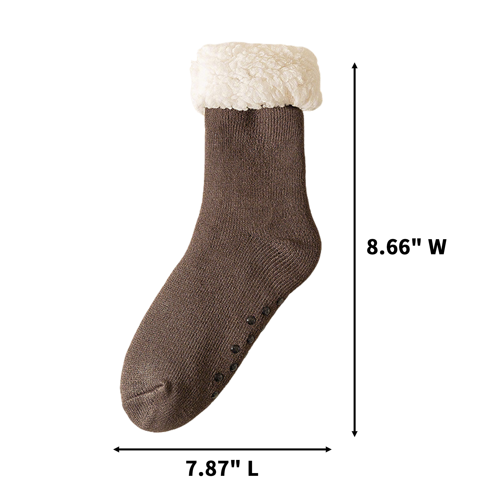 Thick Fleece Lined Slipper Sock 7.87" Length x 8.66" Width 5