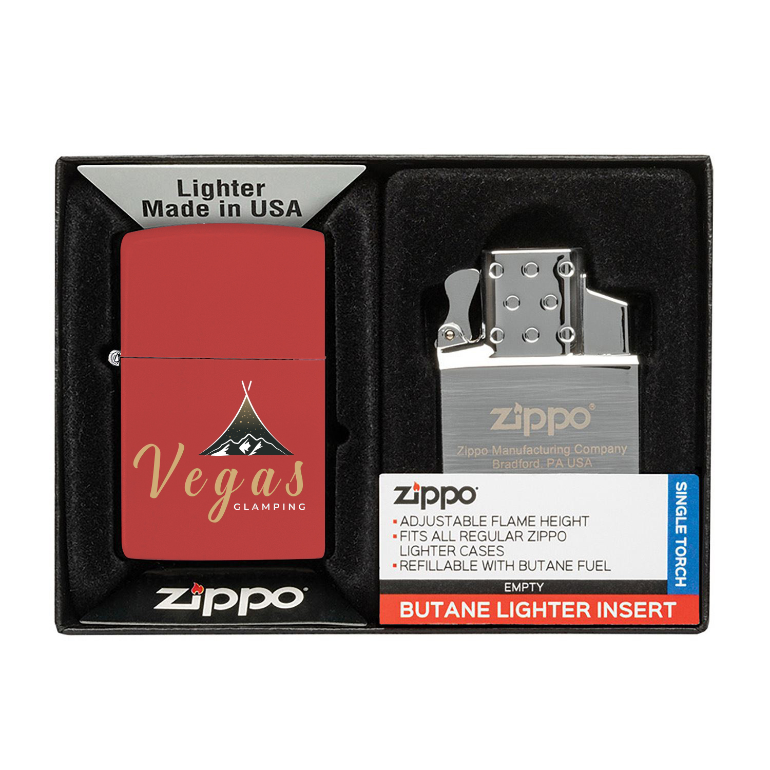 Matte Zippo® Lighter & Single Butane Insert Gift Set 8