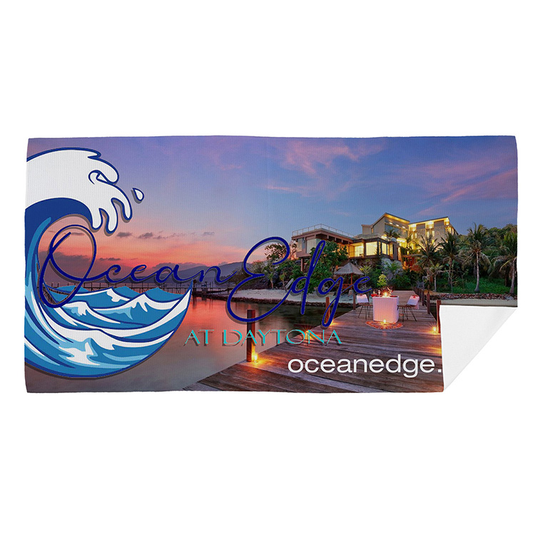 "AQUA" 30" x 60" Full Color Recycled RPET Waffle Weave Sand Free Beach/Yoga Towel 13