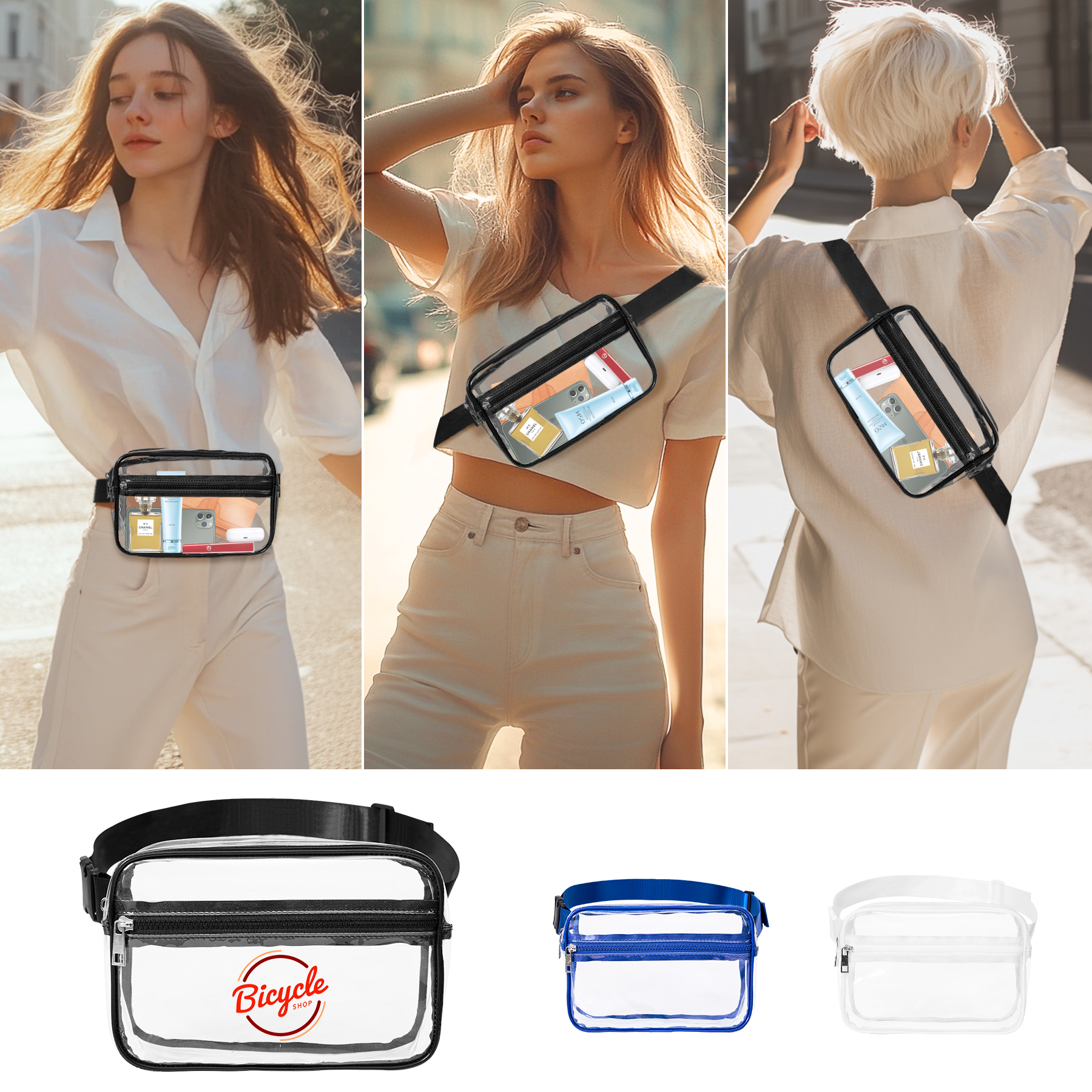 Stadium Approved Clear PVC Fanny Pack W/ Two Zipper Pockets 2
