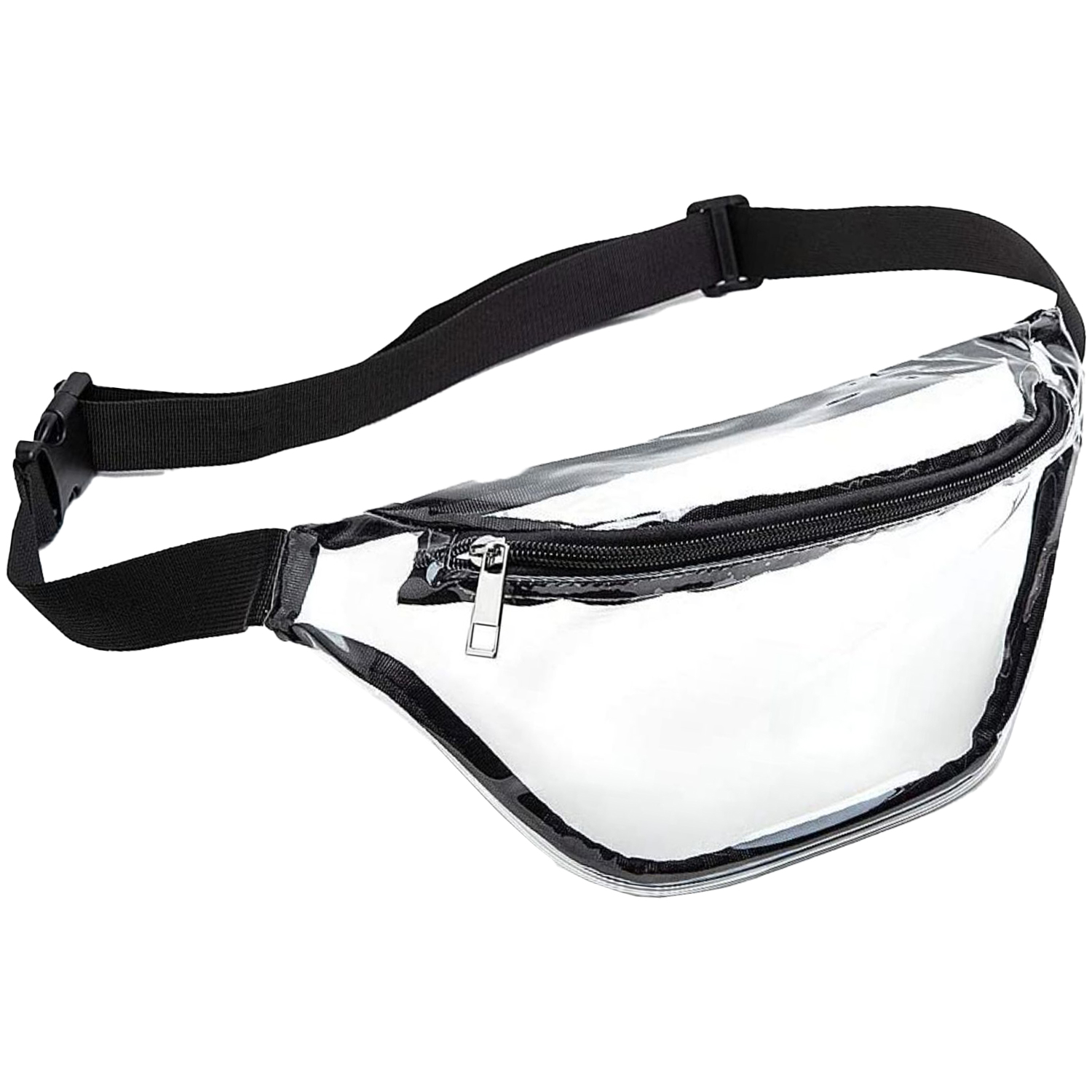 Clear Fanny Pack w/ Zipper Pockets Transparent PVC Bag 4