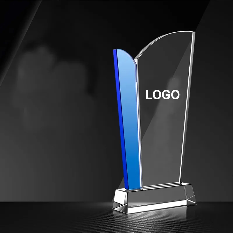 Crystal Blue Accented Wave Trophy 5