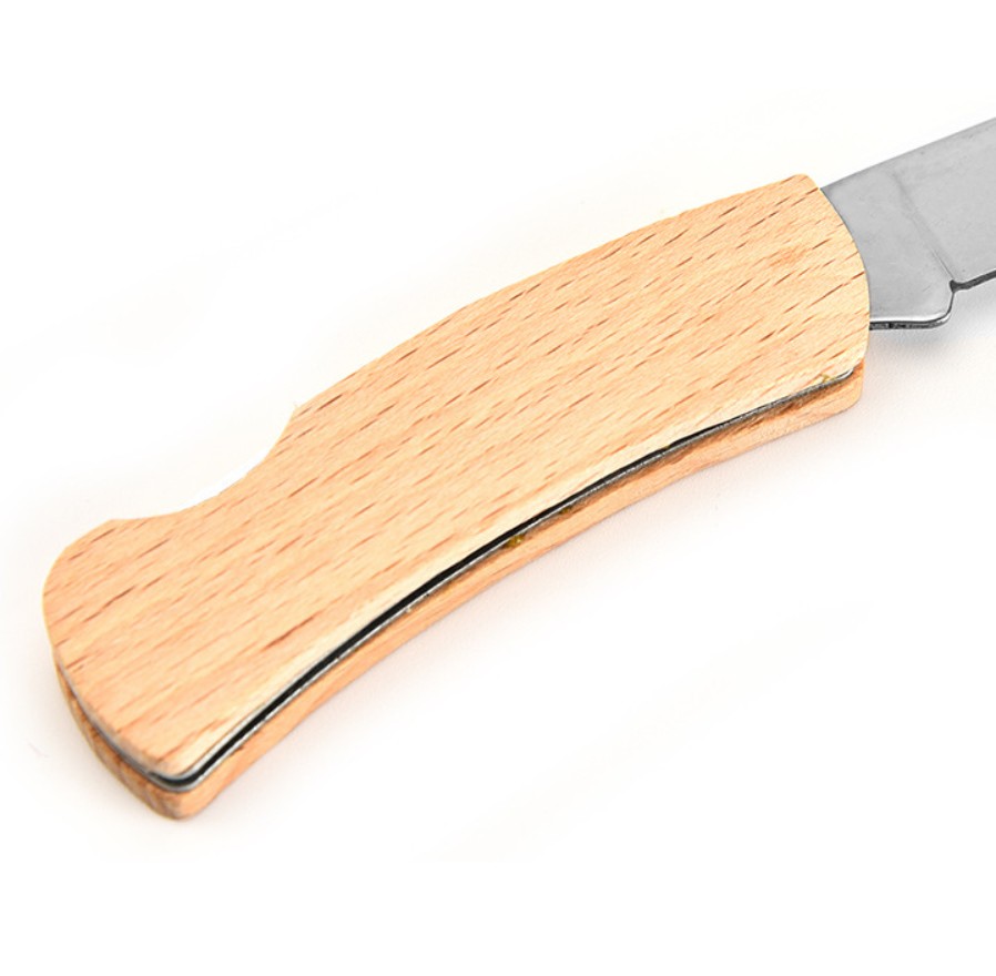 Stainless Steel Folding Pocket Knife with Wooden Handle 6