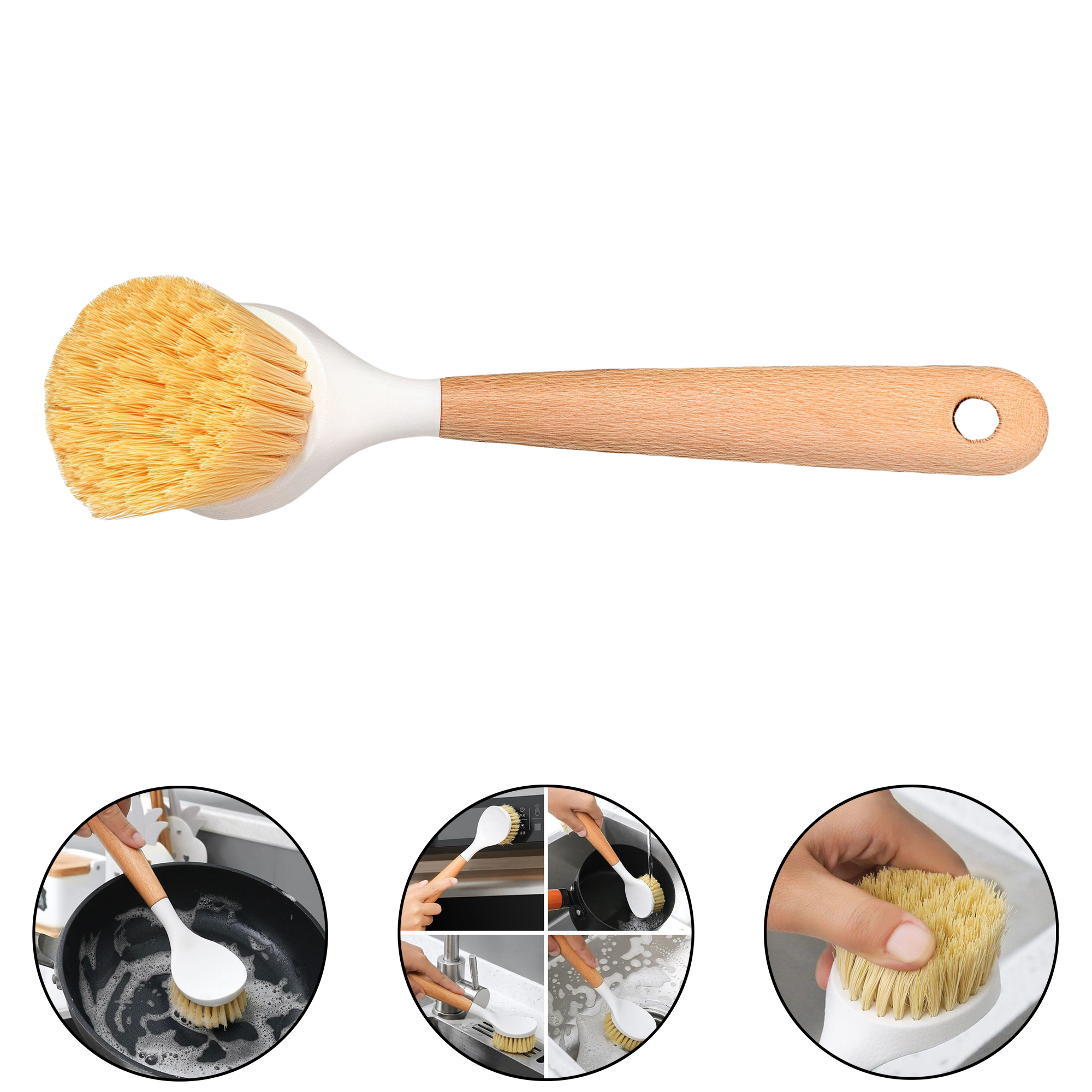 Wooden Handle Pot Brush for Kitchen Cleaning 2