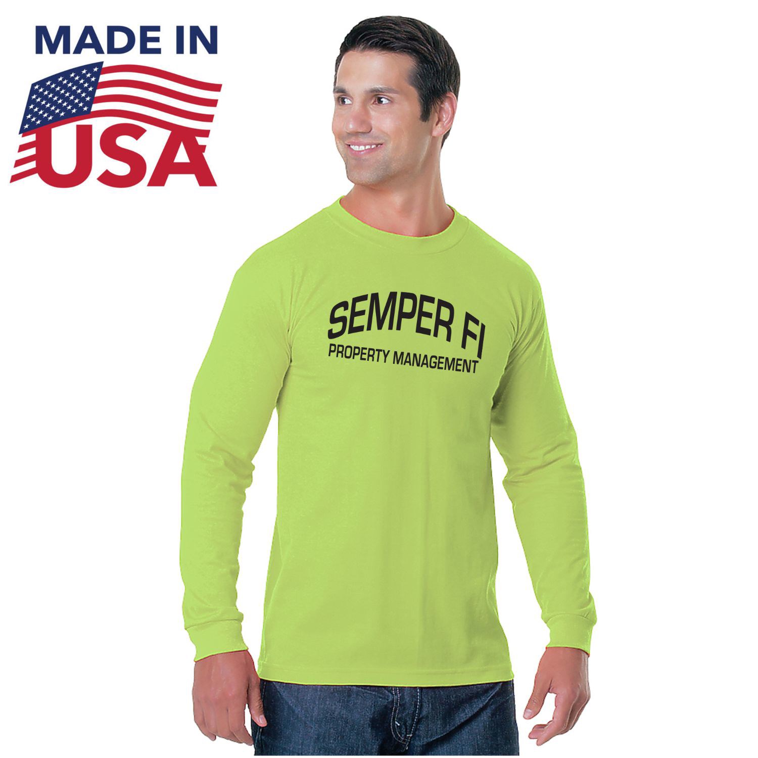 Non-ANSI USA-Made Poly-Cotton Safety Long Sleeve T-Shirt 2