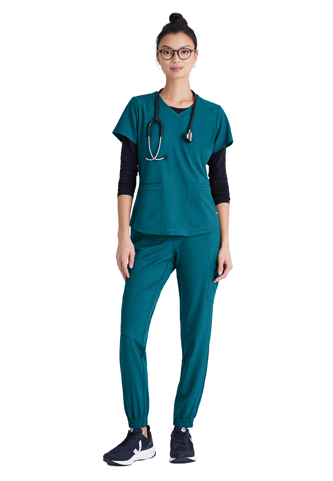 Grey's Anatomy Evolve Stretch - Women's Two-Pocket V-Neck Rhythm Scrub Top 2