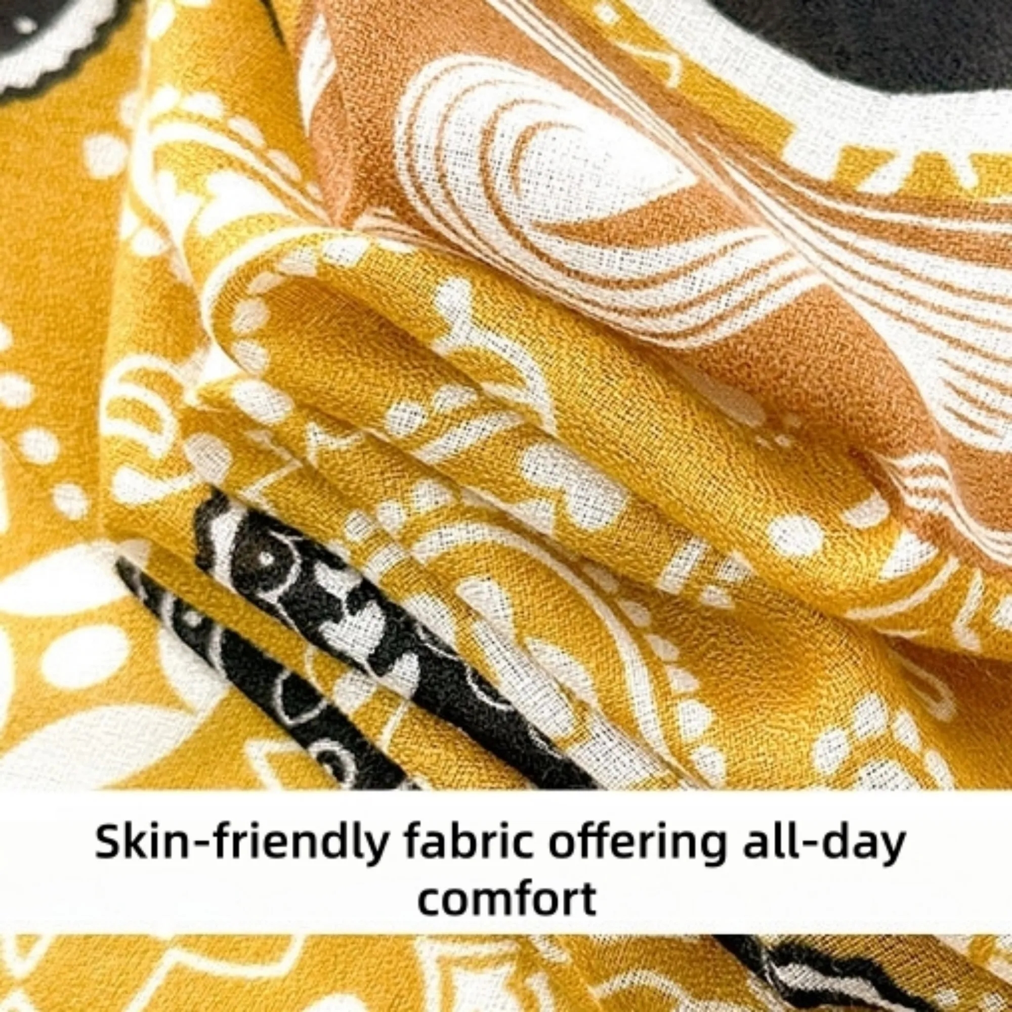 Vibrant Patterned Linen Colorful Scarf 3