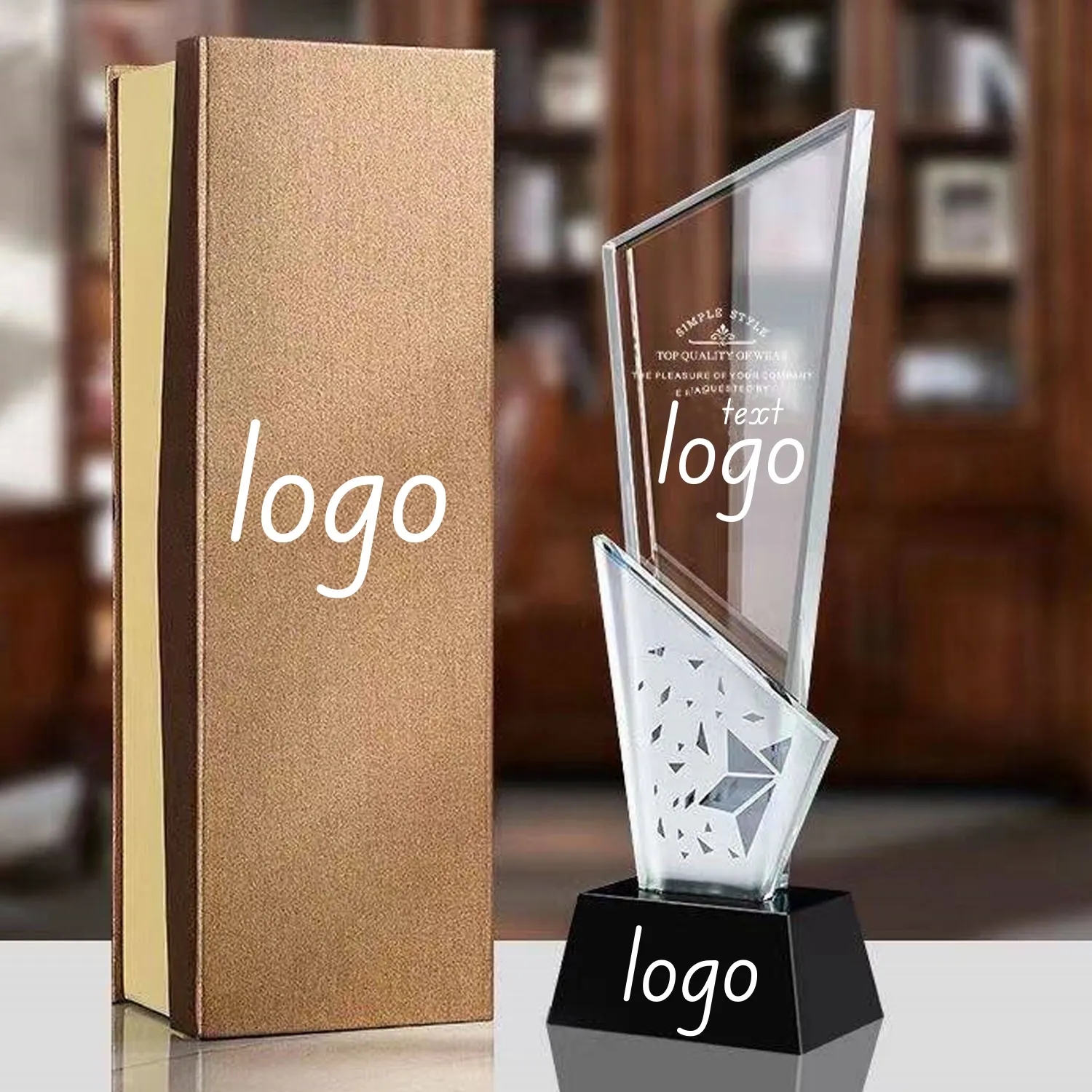 Engraved Custom Crystal Award Glass Appreciation Trophy 3