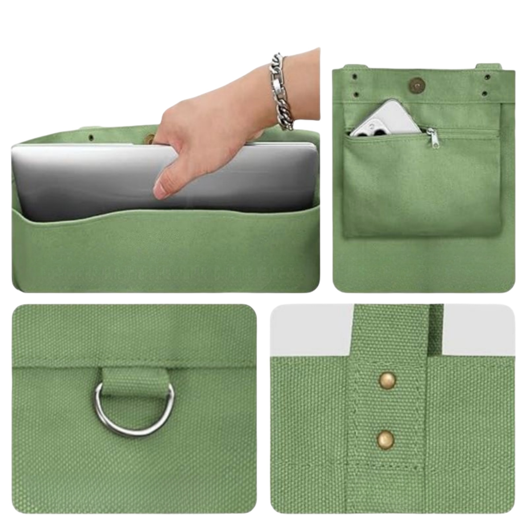 Oversized Canvas Tote Bag With 2 Front Pockets, custom tote bag with logo imprint 4