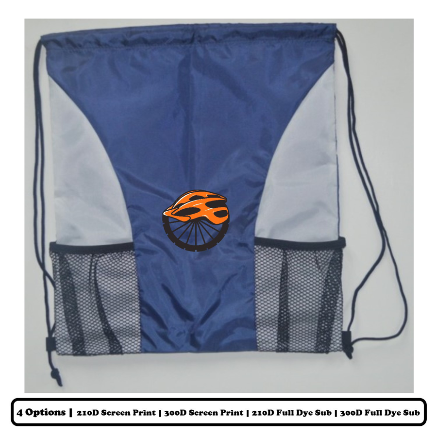 Sublimation Multi-Panel Polyester Drawstring Bag w/ 2 Mesh