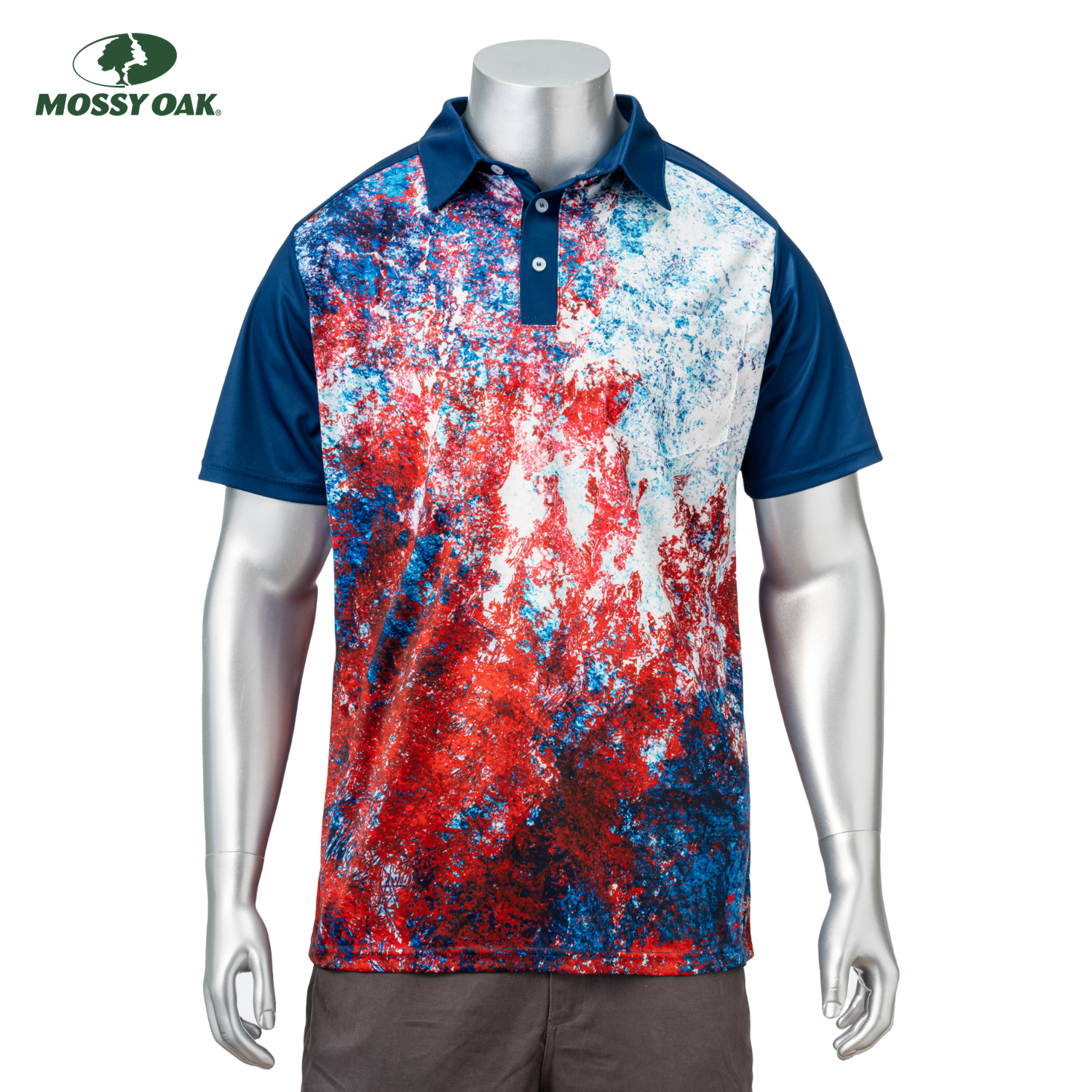Mossy Oak® Men's 4.4 oz. Polyester Interlock Raglan Short Sleeve Polo, UPF 50+ 4