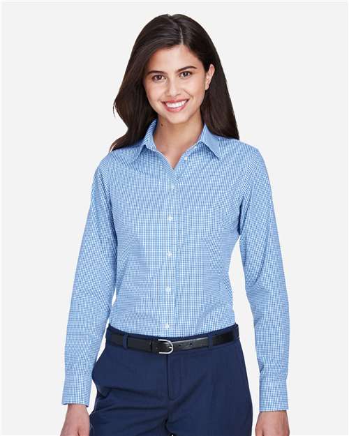 Women's Crown Collection® Gingham Check Woven Dress Shirt - D640W 30