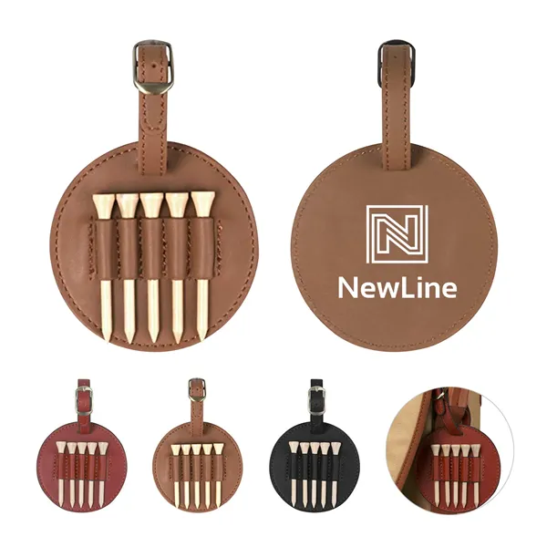 PU Leather Golf Tee Holder Bag
