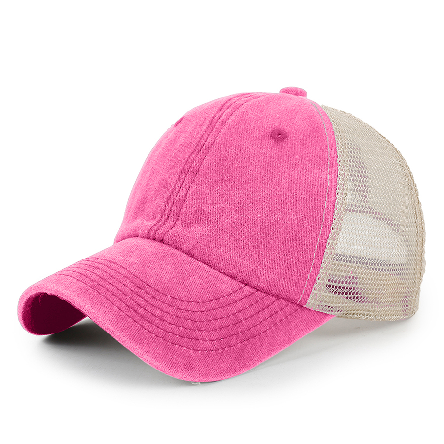 Stock 2-Tone Washed Cotton 6-Panel Trucker Cap 46