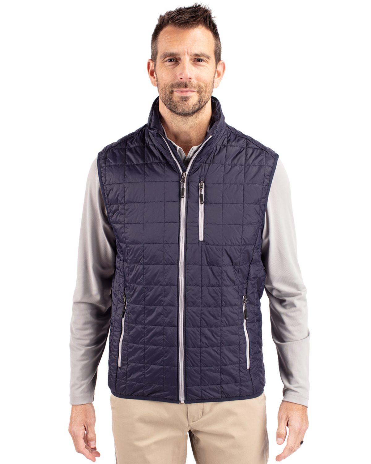 Cutter & Buck Rainier Recycled Insulated Puffer Mens Big & Tall Full Zip Vest Big & Tall 92