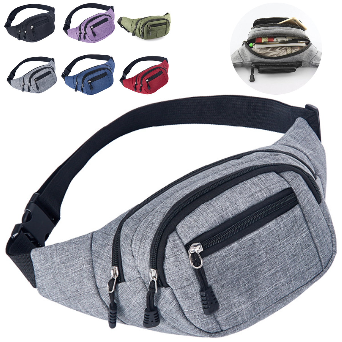 Multi-Pocket Waist Bag for Travel & Outdoor Activities