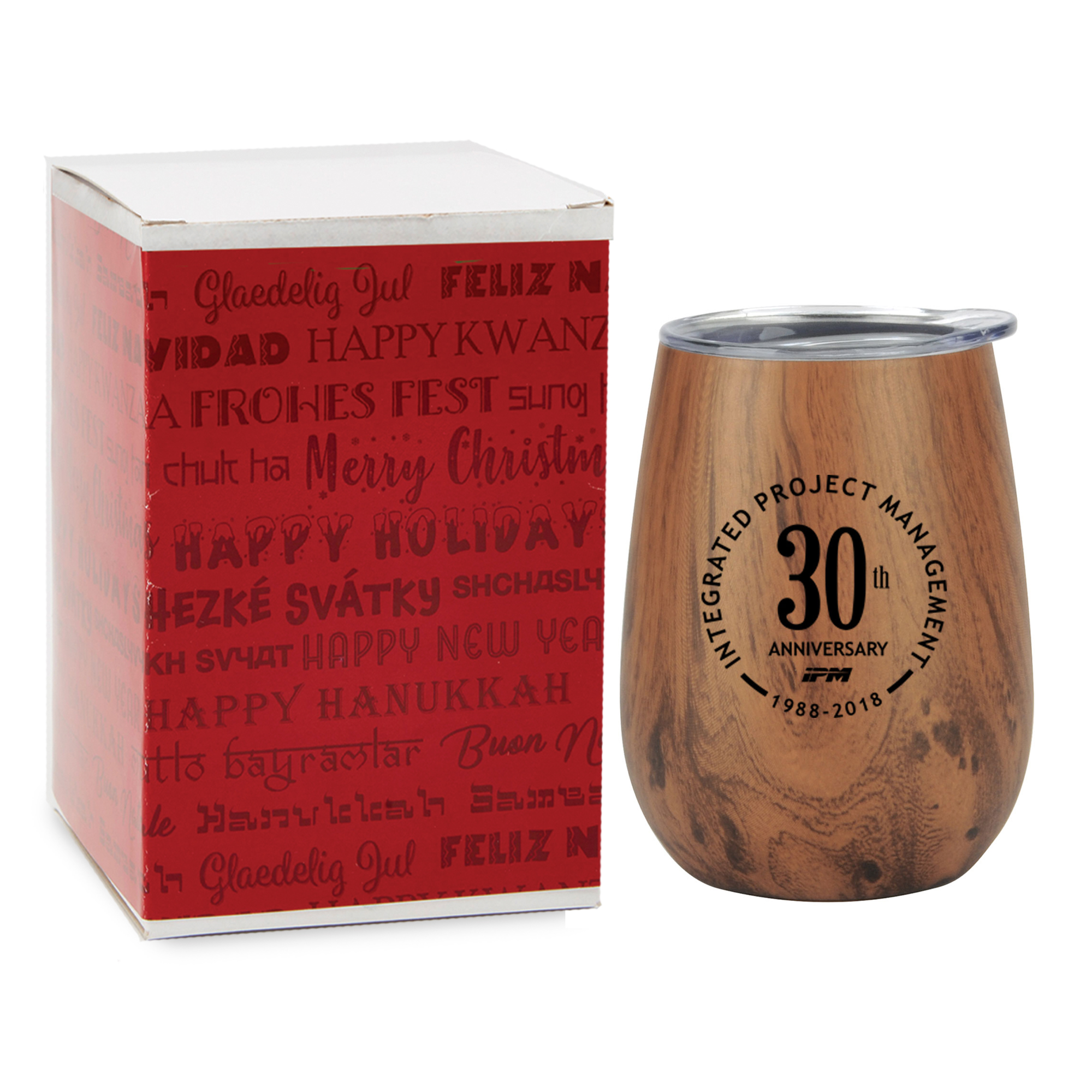 10 oz. Stainless Steel Lined Vacuum Wood Toned Wine Tumbler 2
