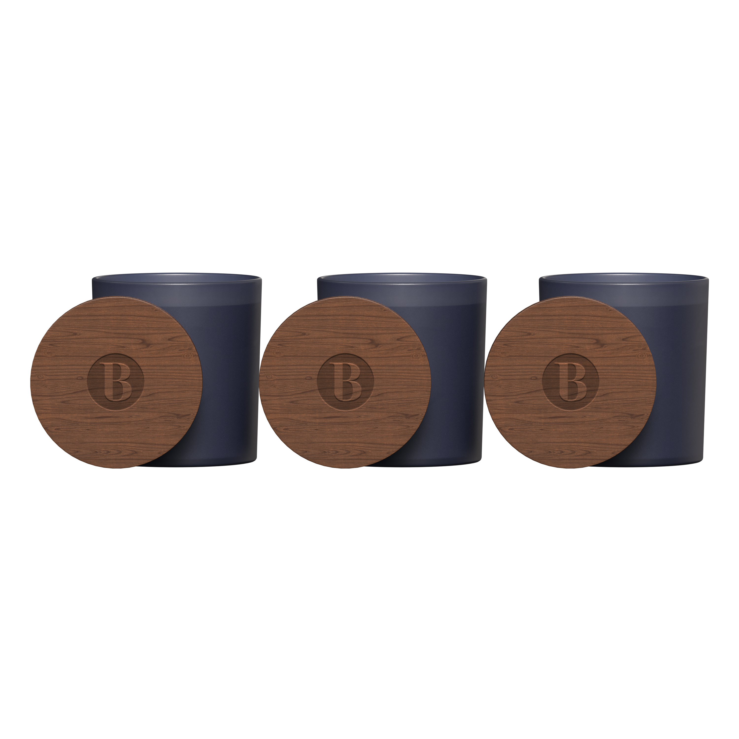 Vista glass candle 3-pack with acacia wood lids 37