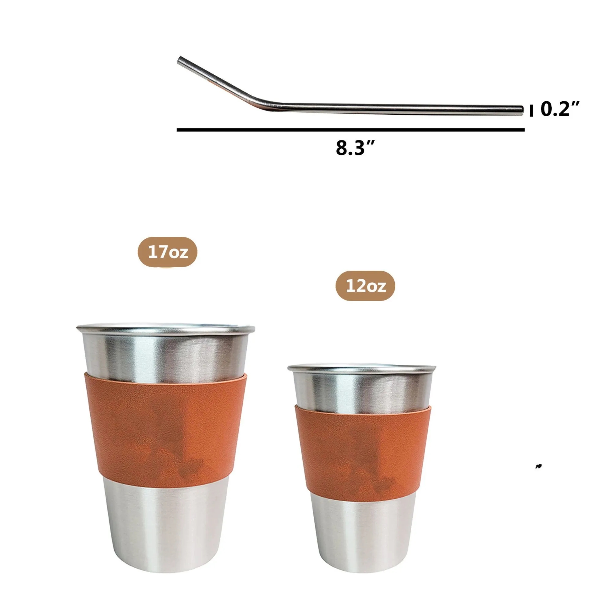 Outdoor Camping 304 Stainless Steel Water Cup with Leather C 7