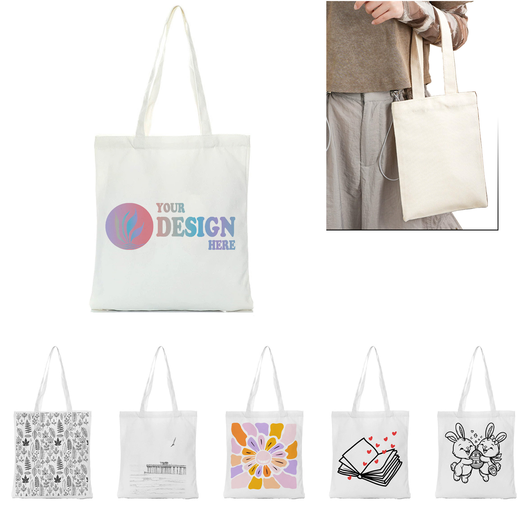 Full Color Canvas Tote Bag, custom tote bag with logo imprint 2