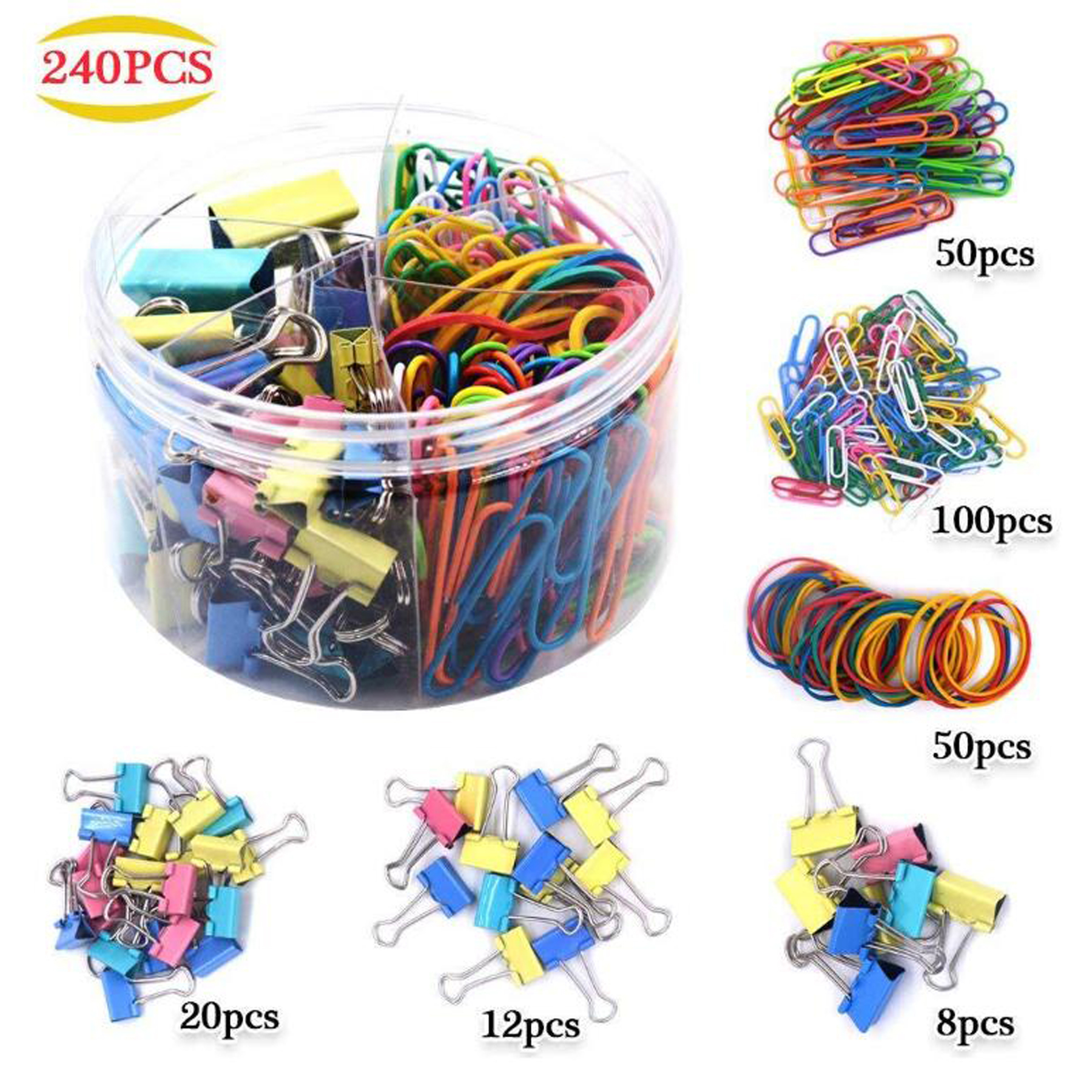 240pcs Colorful Paper Clips Set for Office 3