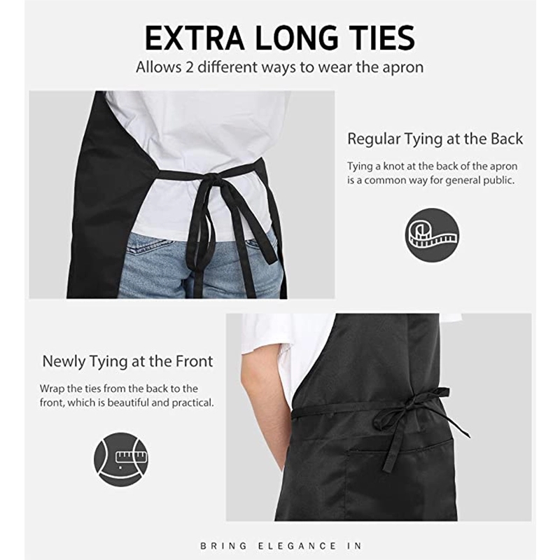 Adjustable Bib Apron Waterdrop Resistant With 2 Pockets 10