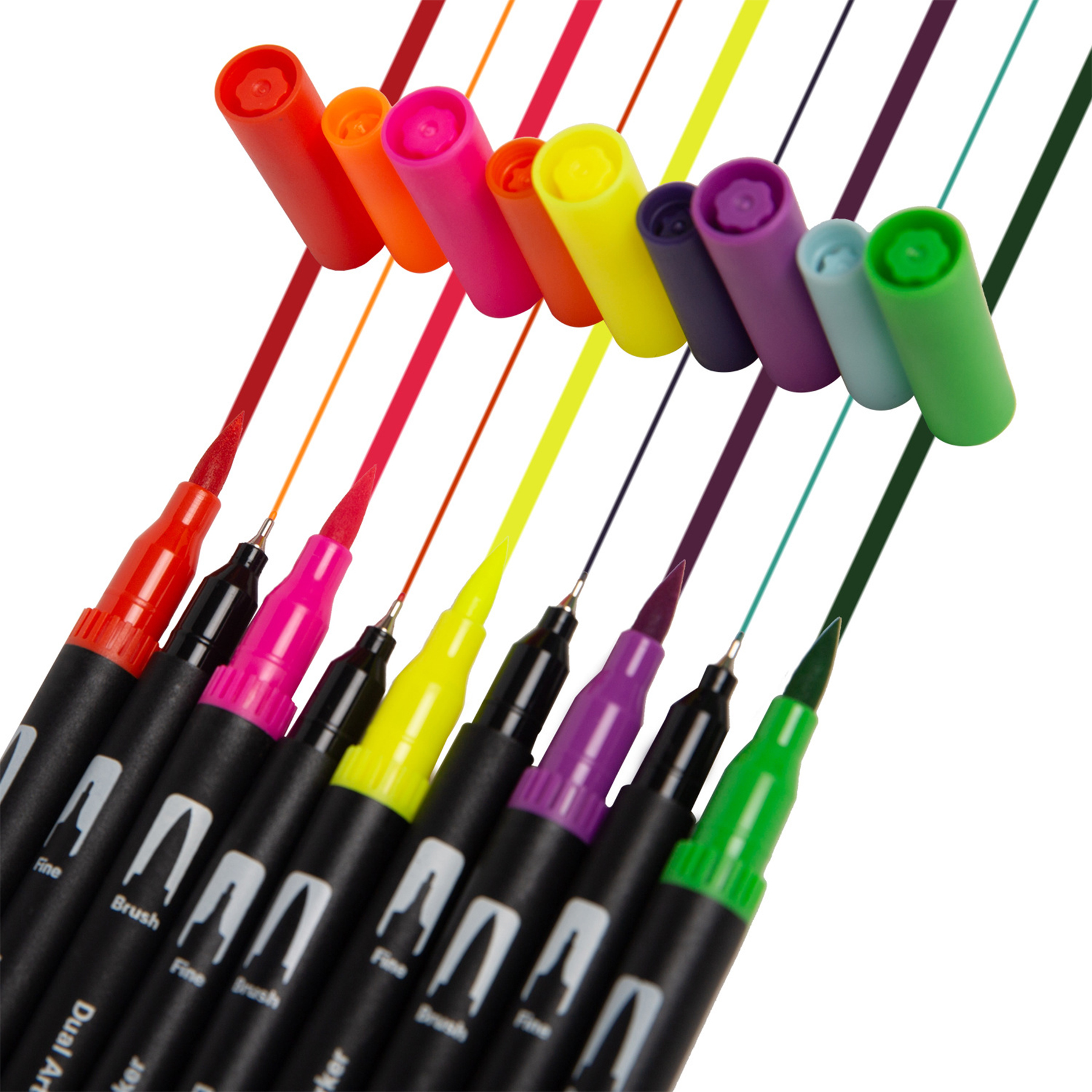 Plastic Double ended marker soft head watercolor pen set 7