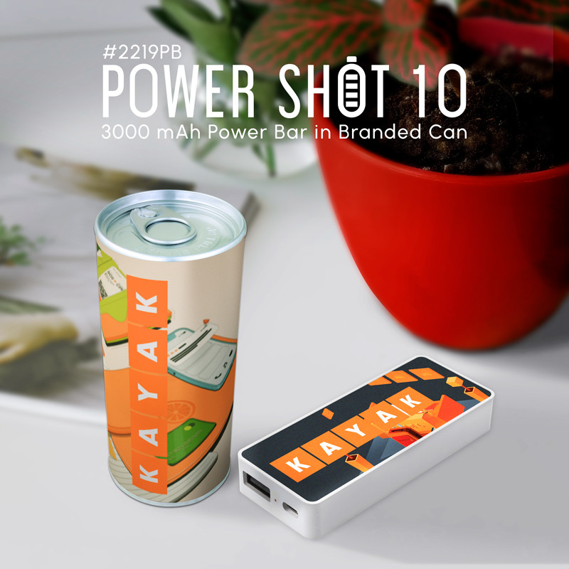 Power Shot 10 - 3000 mAh Power Bar in Branded Can 1