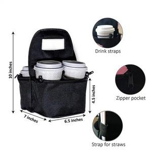 Reusable Coffee Cup Holder 4 Cup Collapsible Tote Bag with Organizer Pockets 2