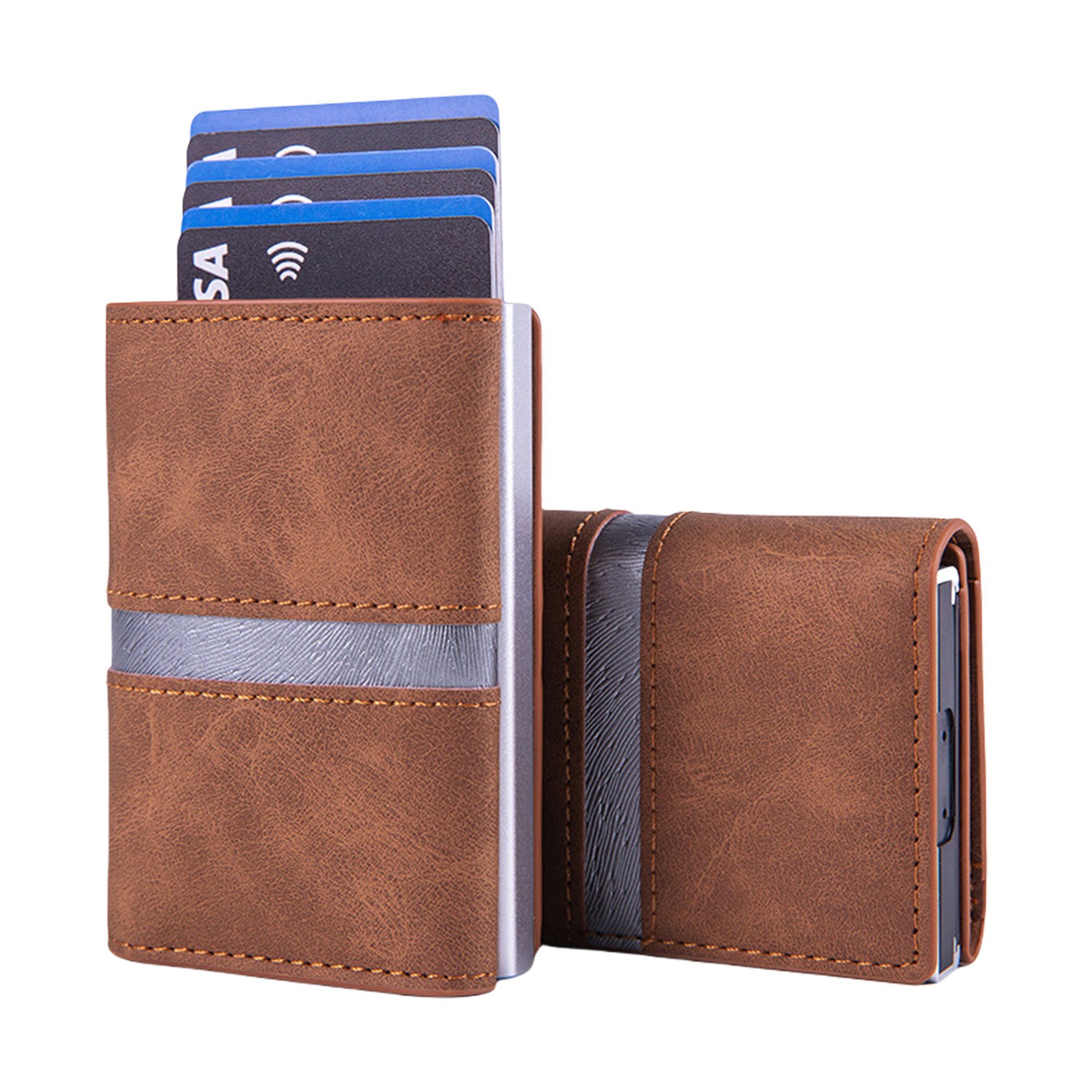 RFID Blocking Carbon Fiber Aluminum Credit Card Holder Men's Wallet 6