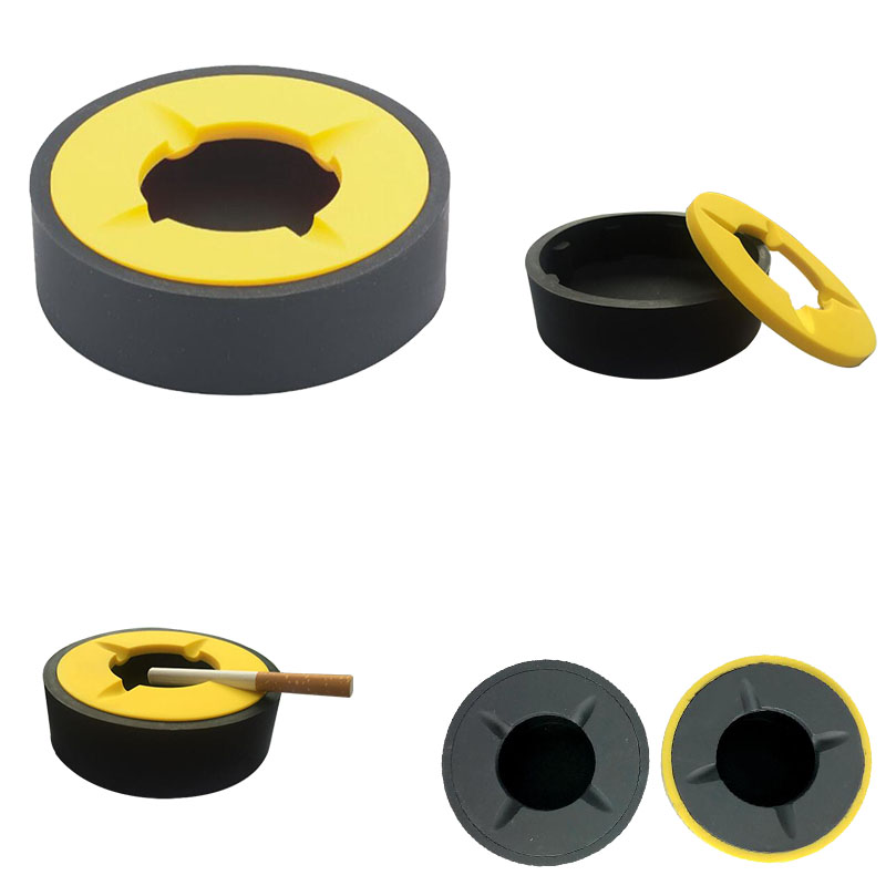 Round Silicone Ashtray With Cover 2