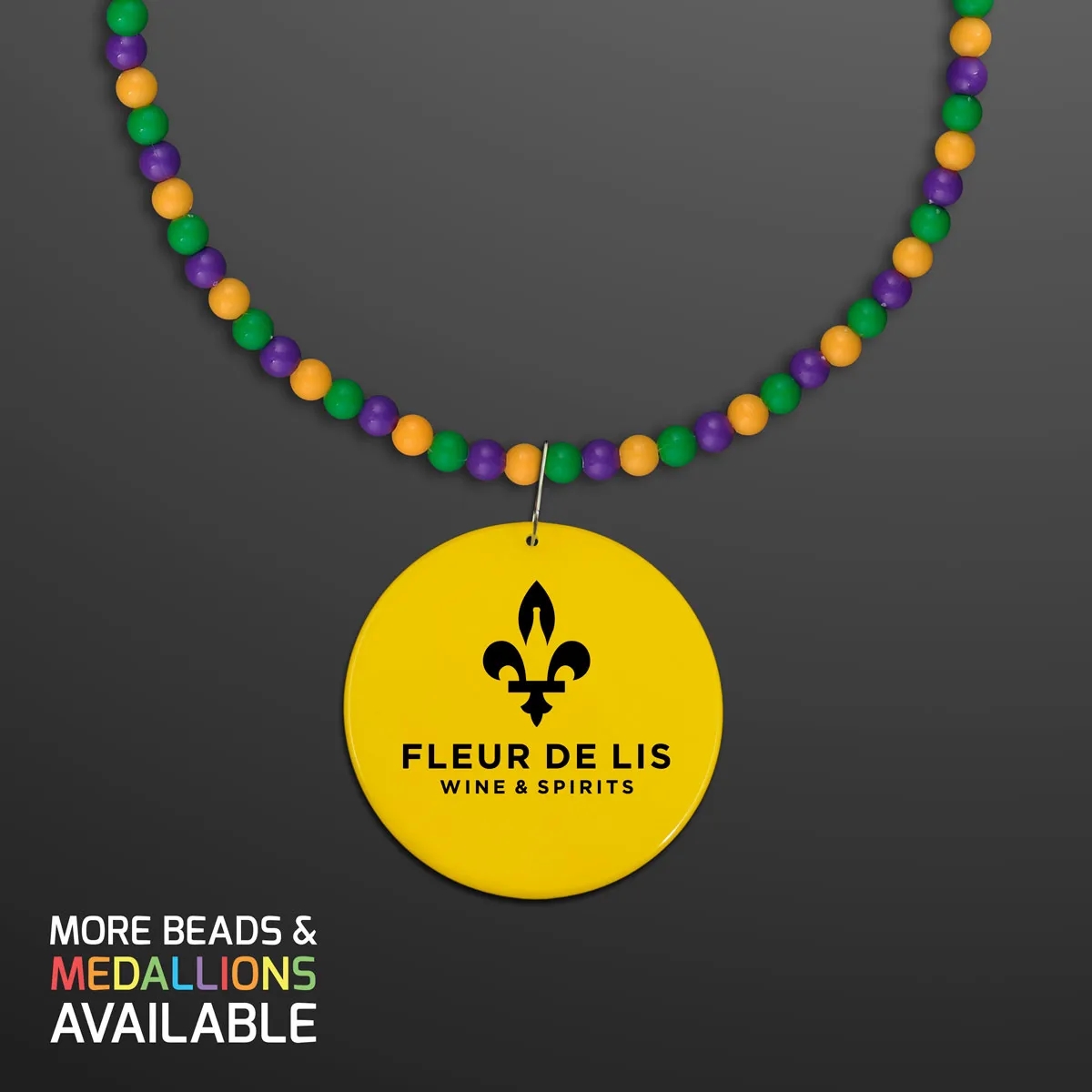 Breakaway Beads for Mardi Gras with Yellow Medallion 1