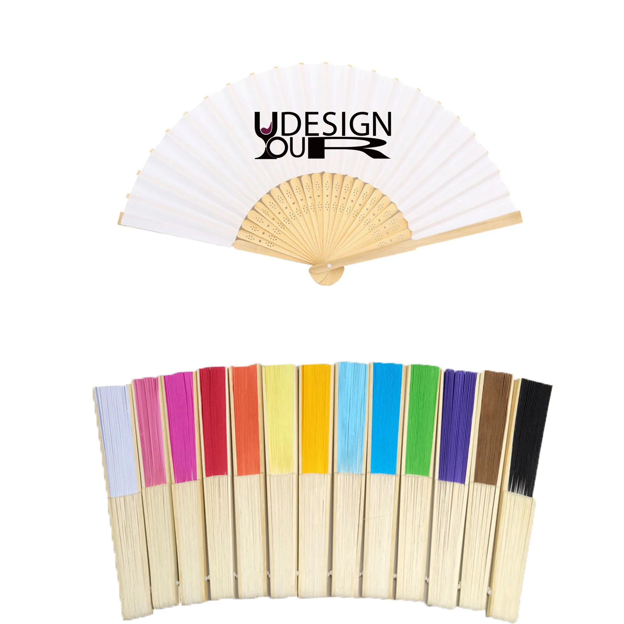 Custom Logo Pierced Bamboo Paper Fans