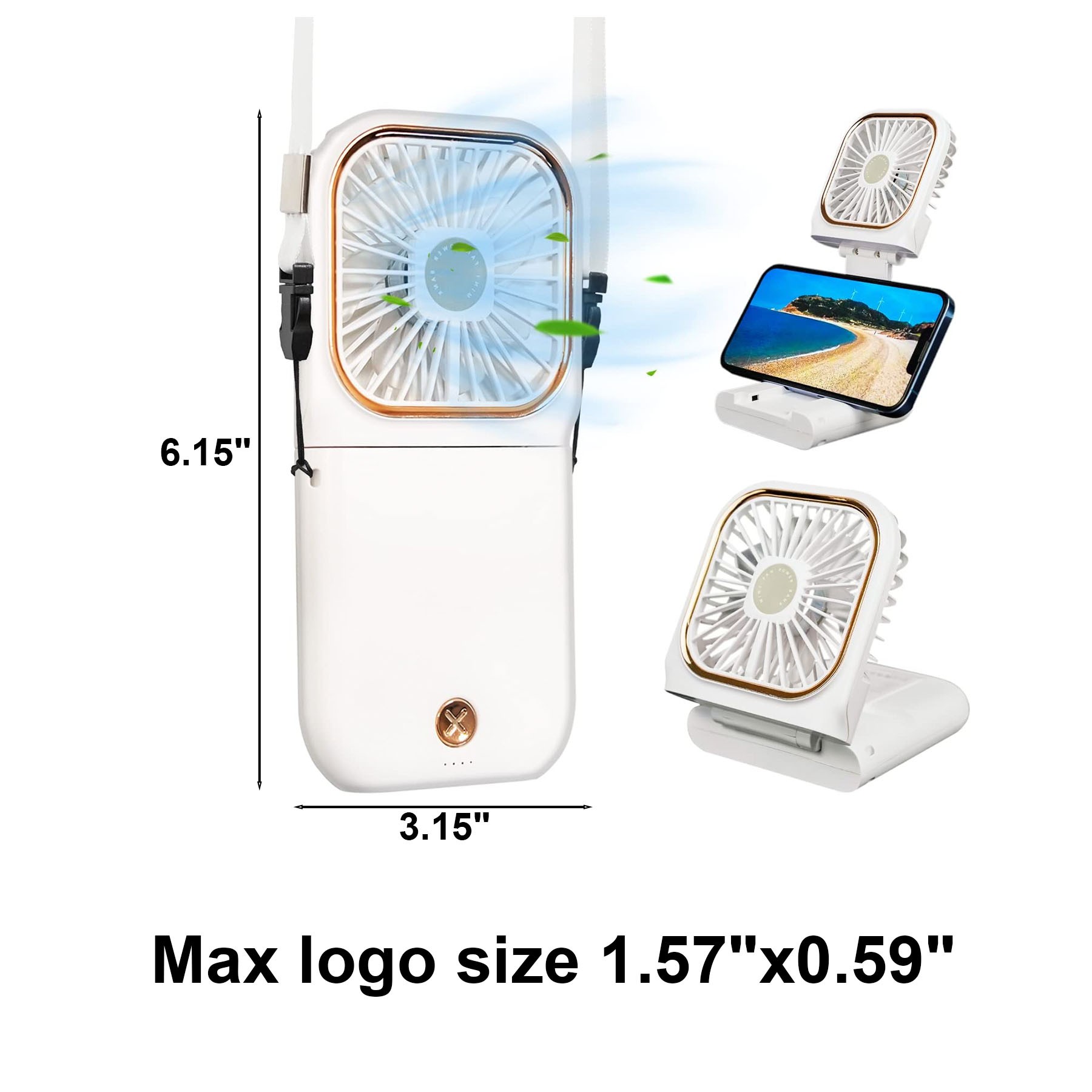 Multi Functional Portable Fan w/Power Bank & Lanyard 4