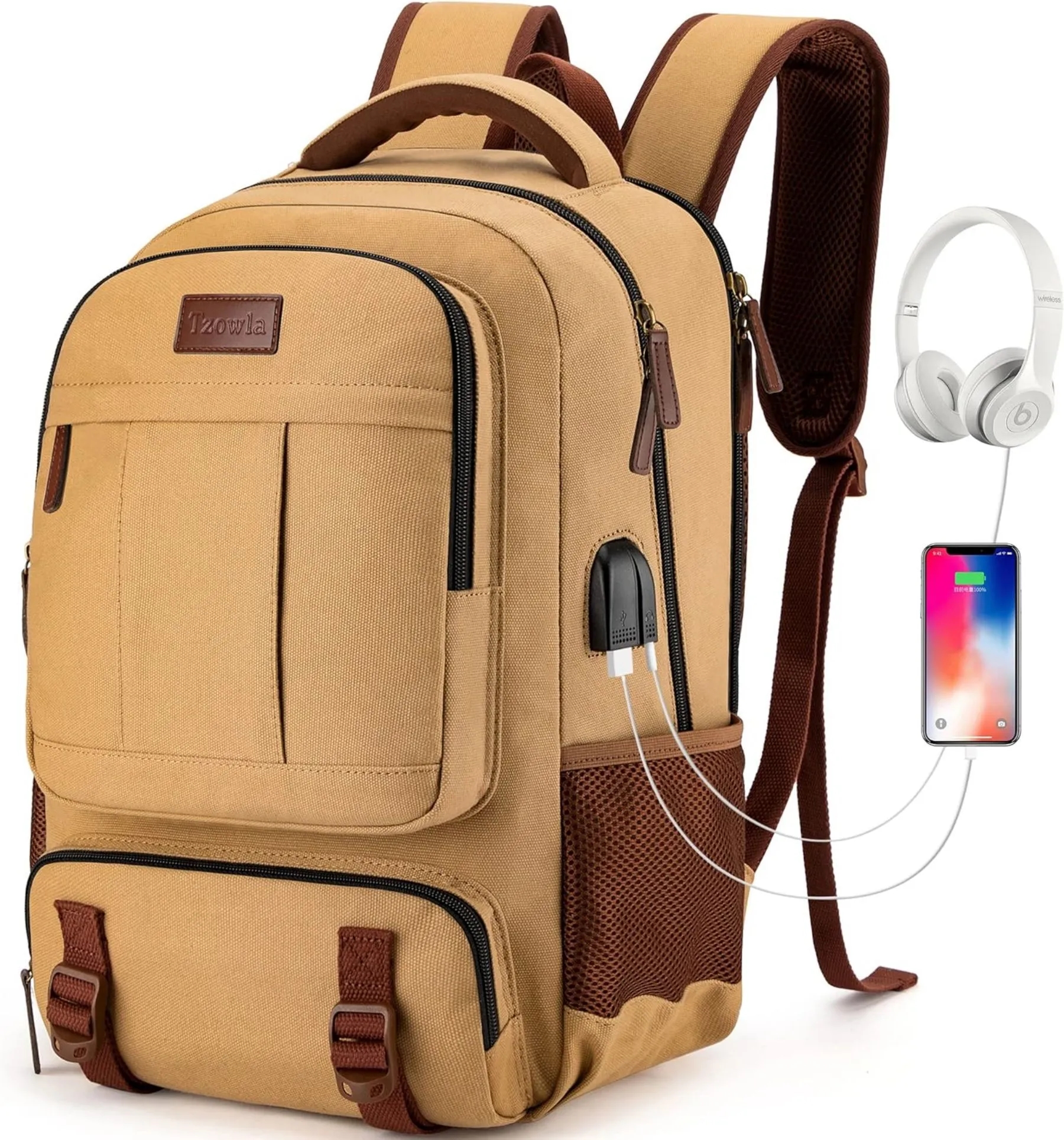 USB Charging Canvas Laptop Backpack 5