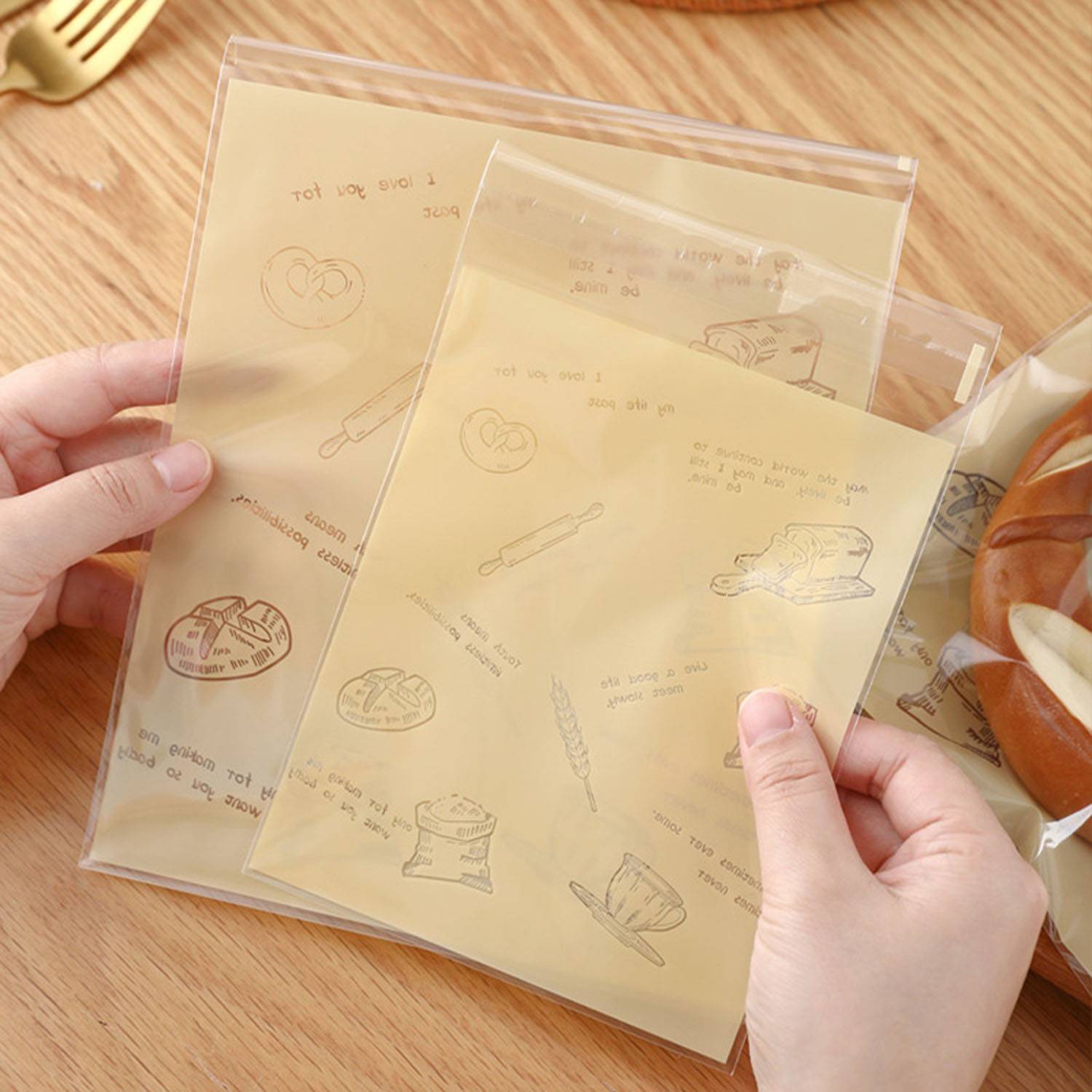 50 Pack Transparent Food-Grade Plastic Bread Packaging Bag 3