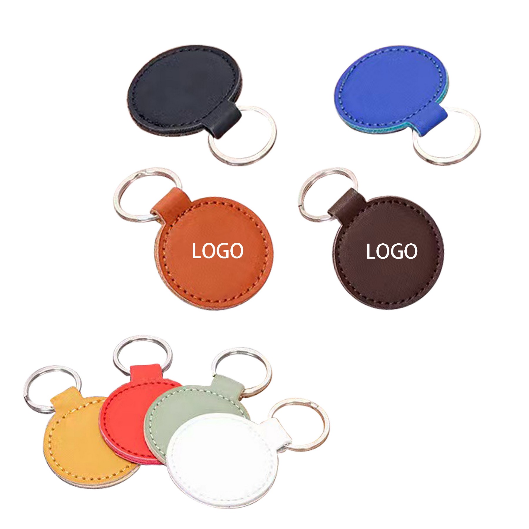 Simulated Leather Circular Key Chain