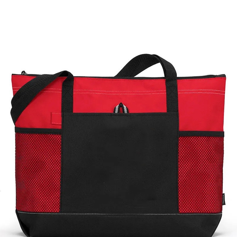Oxford Tote Bag With Two Mesh Pockets, custom tote bag with logo imprint 3