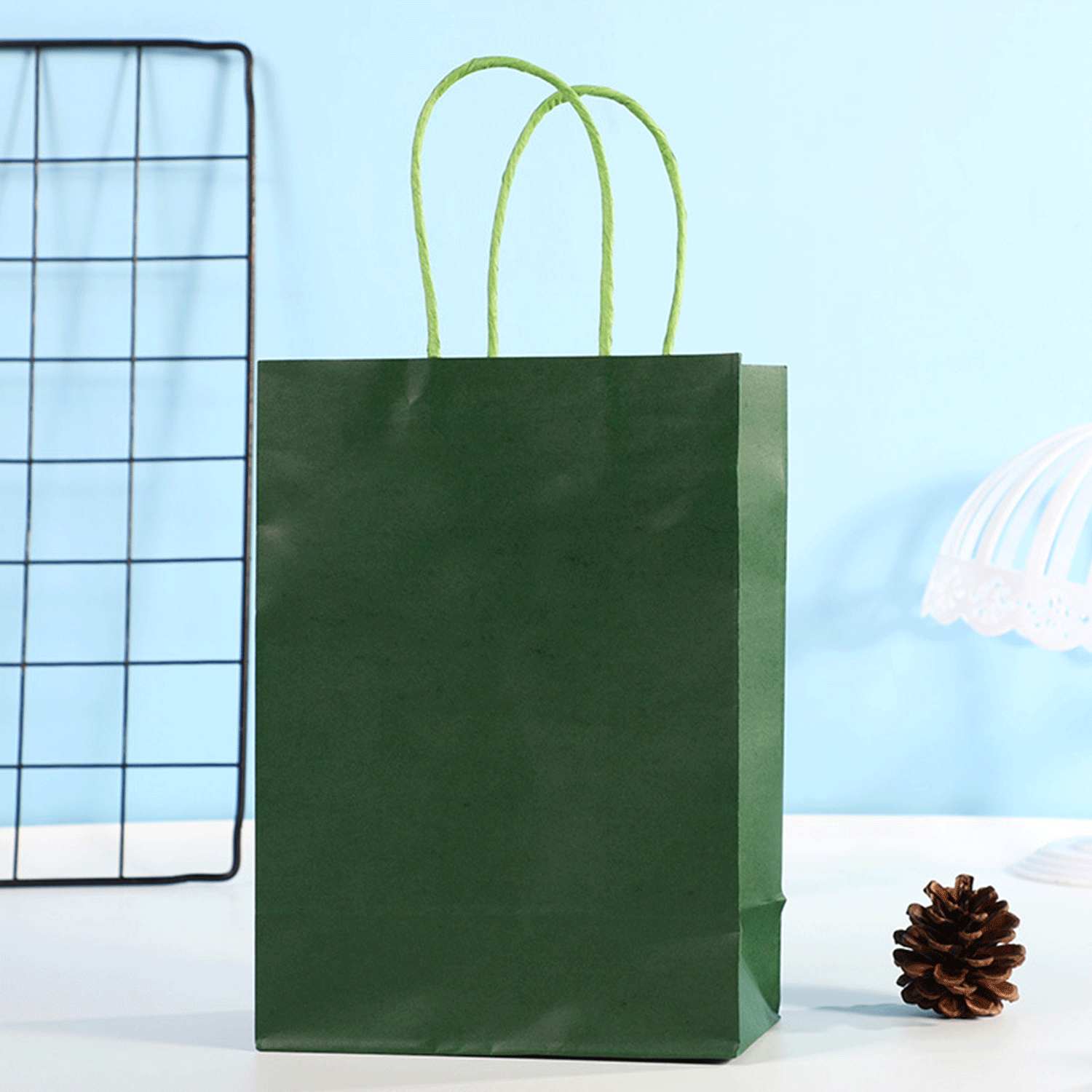 Foldable reusable rainbow colors kraft paper bag w/ Handle 3